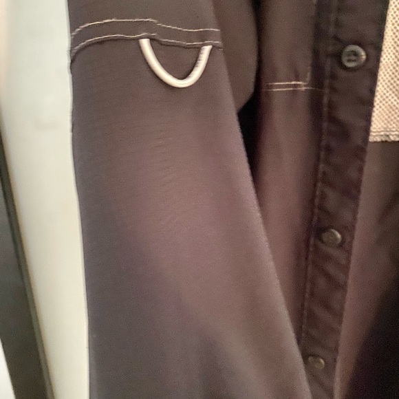 Black Light-weight Button Up Collared Long Sleeve Sports Top - Picture 5 of 11